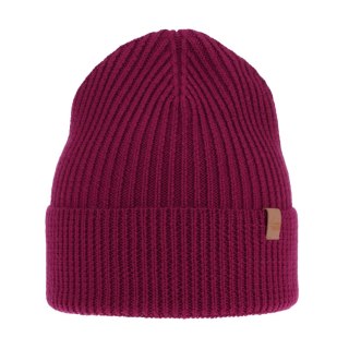Czapka zimowa damska, amarantowa, 100% wełniana merino Isla