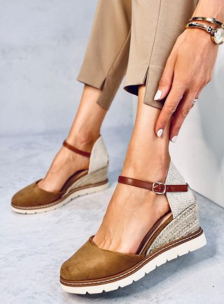 Espadryle na koturnie ELLIO KHAKI - 36