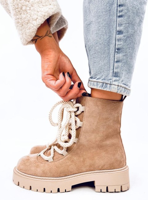 Botki sznurowane z grubymi sznurówkami SMILESS KHAKI - 38 Botki sznurowane z grubymi sznurówkami SMILESS KHAKI - 38