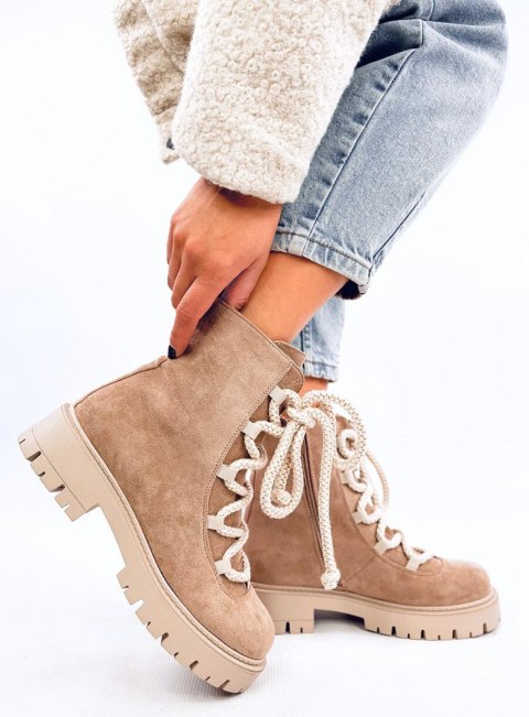 Botki sznurowane z grubymi sznurówkami SMILESS KHAKI - 38 Botki sznurowane z grubymi sznurówkami SMILESS KHAKI - 38