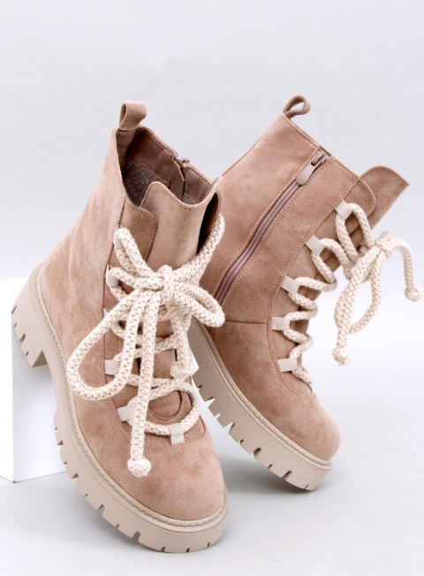 Botki sznurowane z grubymi sznurówkami SMILESS KHAKI - 38 Botki sznurowane z grubymi sznurówkami SMILESS KHAKI - 38