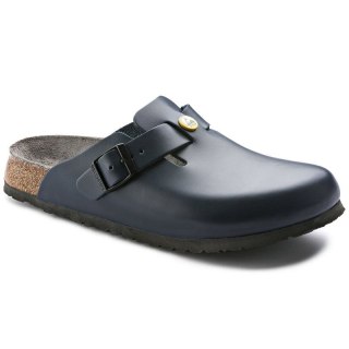 Chodaki damskie Birkenstock Boston ESD Blue skóra naturalna klapki narrow wąskie (0061388)