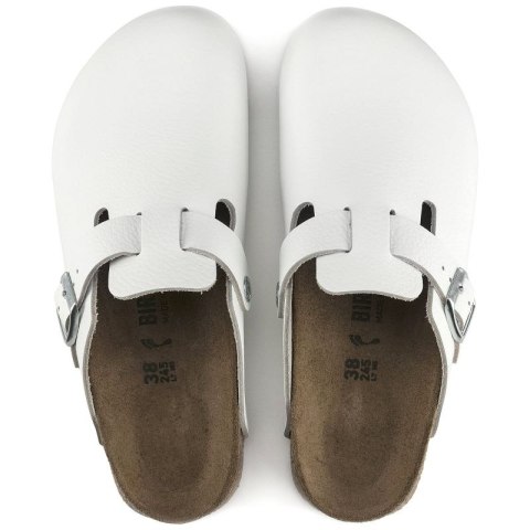 Chodaki męskie Birkenstock Boston Super Grip White skóra naturalna medyczne lekarskie klapki regular szerokie (0060134)