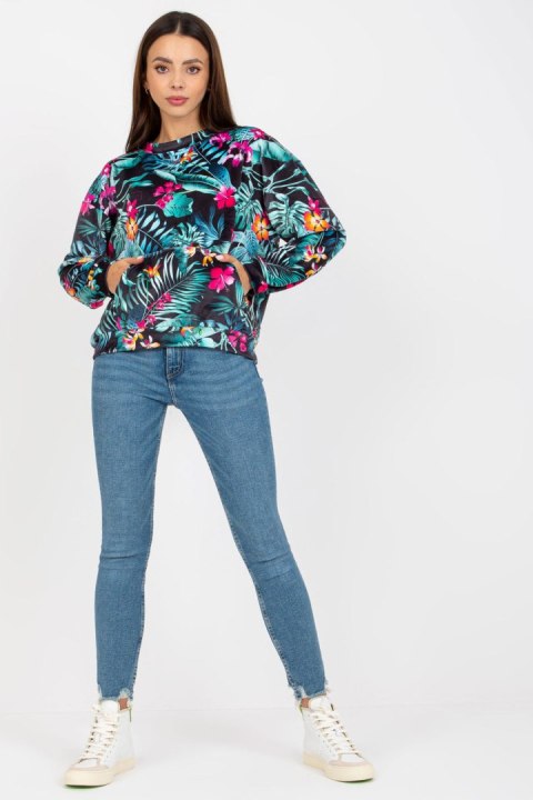 Bluza Damska Model RV-BL-8124.51 Black/Green - Rue Paris Bluza Damska Model RV-BL-8124.51 Black/Green - Rue Paris