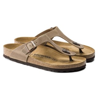 Japonki damskie Birkenstock Gizeh Oiled Leather Tabacco Brown Narrow wąskie (0943813)