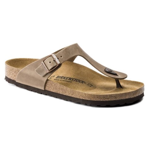 Japonki damskie Birkenstock Gizeh Oiled Leather Tabacco Brown Regular szerokie (0943811)