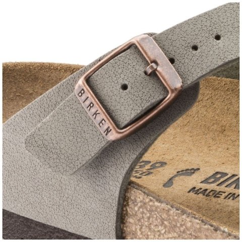 Japonki damskie szare-beżowe Birkenstock Gizeh Birko-Flor Nubuck Stone regular szerokie (43391)