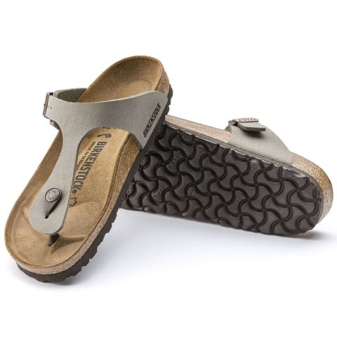 Japonki męskie szare Birkenstock Gizeh Birko-Flor Nubuck Stone regular szerokie (43391)