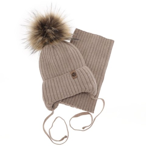 Komplet zimowy dla chłopca: czapka i komin czarny 100% wełniany extrafine merino Juno