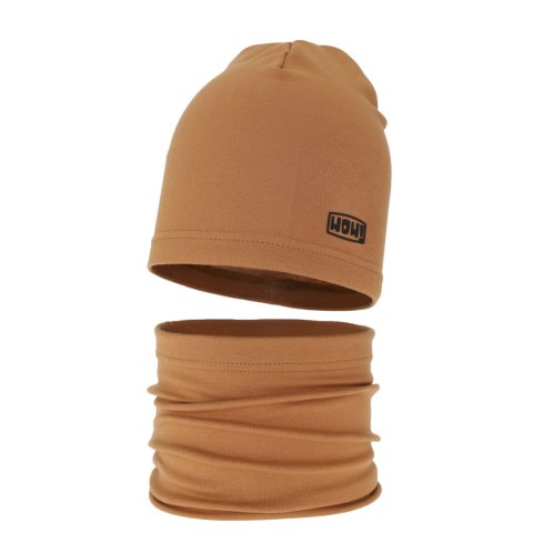 Czapka i komin dla chłopca jesienny, wiosenny komplet, camel, bawełniany Frizer Czapka i komin dla chłopca jesienny, wiosenny komplet, camel, bawełniany Frizer