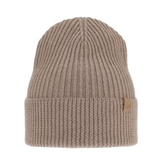 Czapka zimowa damska, ciemnobeżowa, 100% wełniana merino Isla