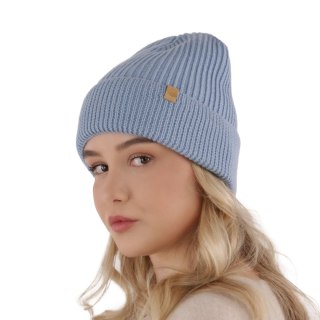 Czapka zimowa damska, ciemnobeżowa, 100% wełniana merino Isla