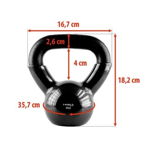 Kettlebell żeliwny Black HMS KNV06 6kg