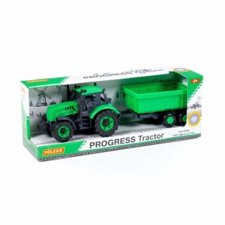 Polesie 91284 Traktor Progres inercyjny z przyczepą zielony w pudełku