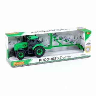 Polesie 91307 Traktor Progres inercyjny z pługiem zielony w pudełku