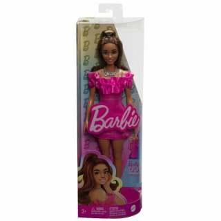 Barbie Lalka Fashionistas Różowa sukienka z falbanką HRH15 MATTEL