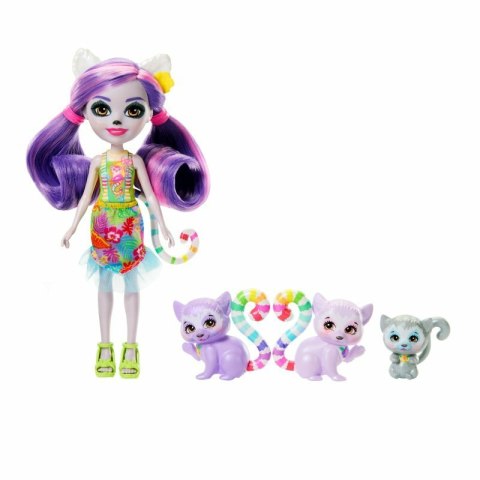 Enchantimals Rodzina lemurów Lorinda Lemur Zestaw lalka + zwierzątka HRX86 MATTEL