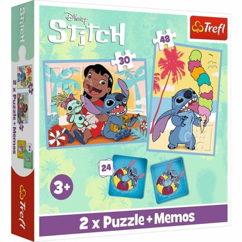 Puzzle 2w1 + memos Wesoły dzień Lilo i Stitch 93585 TREFL