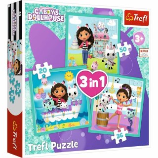 Puzzle 3w1 Aktywności Gabbi. Koci Domek Gabi. Gabby's Dollhouse 34871 Trefl