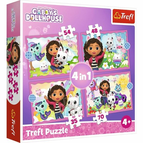 Puzzle 4w1 Przygody Gabi. Koci Domek Gabi. Gabby's Dollhouse 34620 Trefl